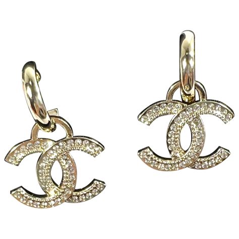 chanel gold and diamond earrings|pre owned chanel earrings.